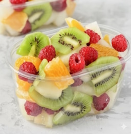 person closing a plastic container of sliced peppers